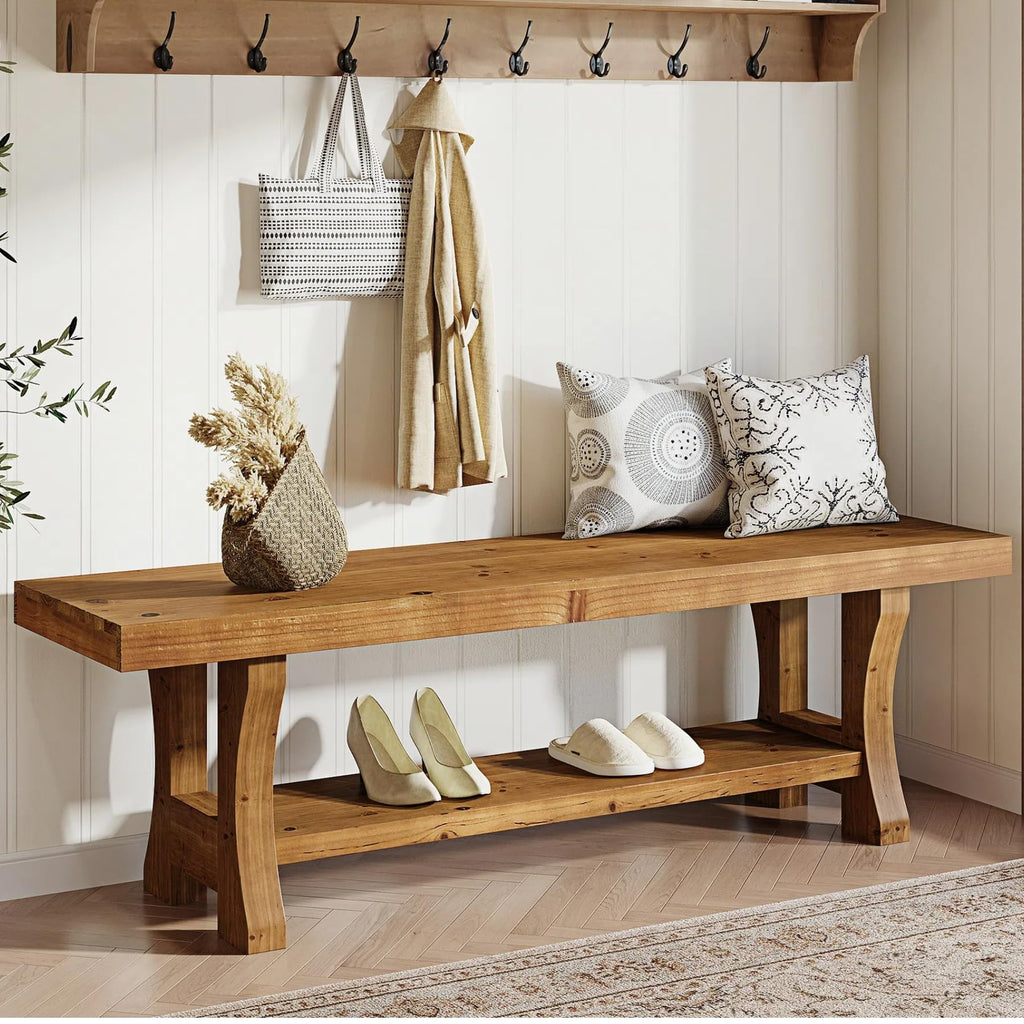 Brown Solid Wood Entryway Bench S49771