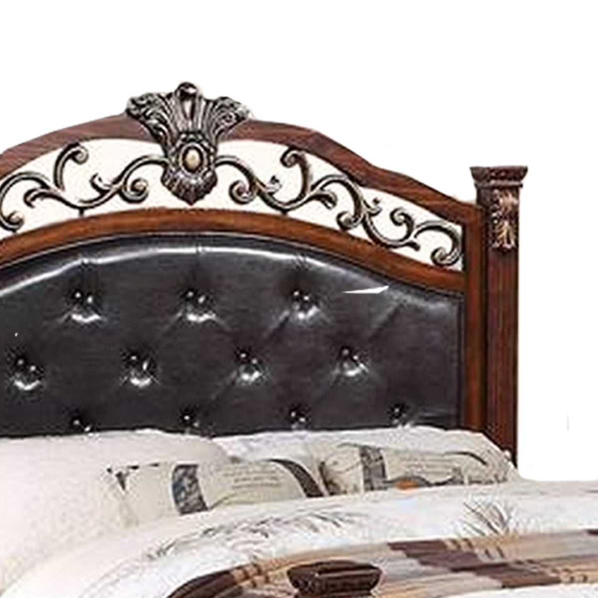 California King Button Tufted Upholstered Bed E8587