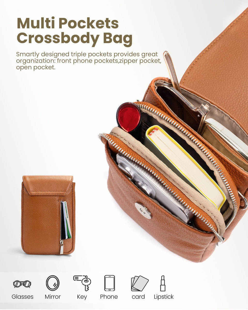 Genuine Leather Crossbody Bag with RFID Blocking Card Slots N146081