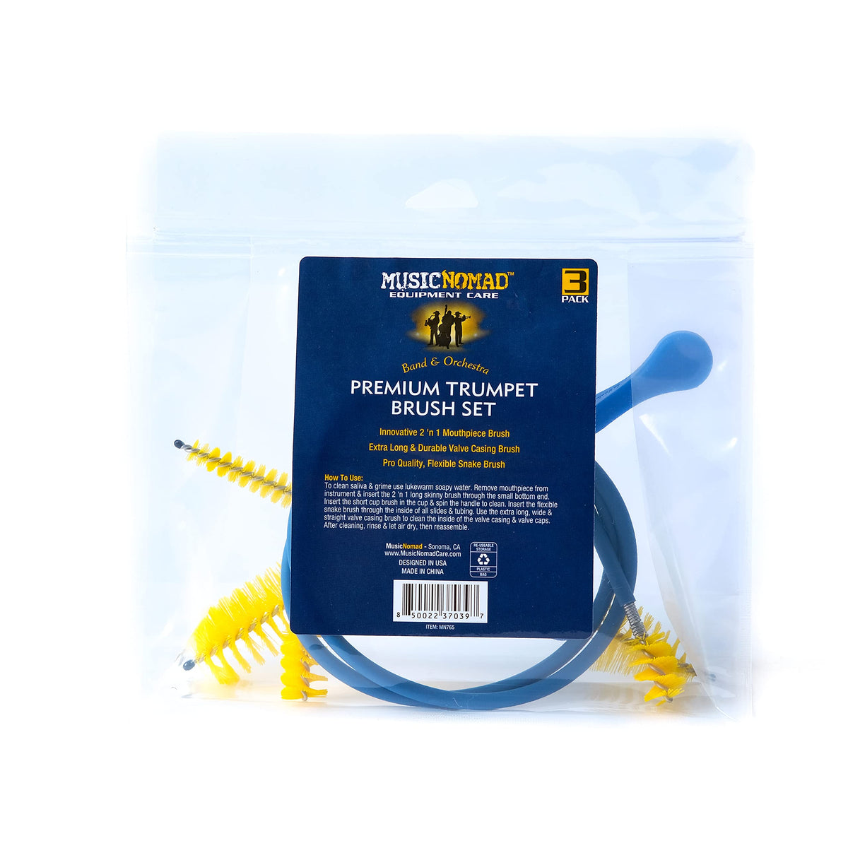 3 pc. Trumpet Cleaning Brush Kit with Storage Bag Z8204
