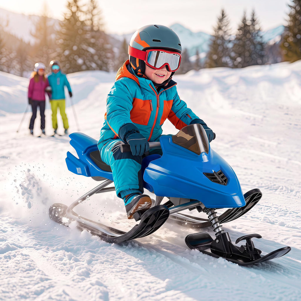 Snow Racer Sled with Brakes, Steering Handle, Tow Ropes W34926