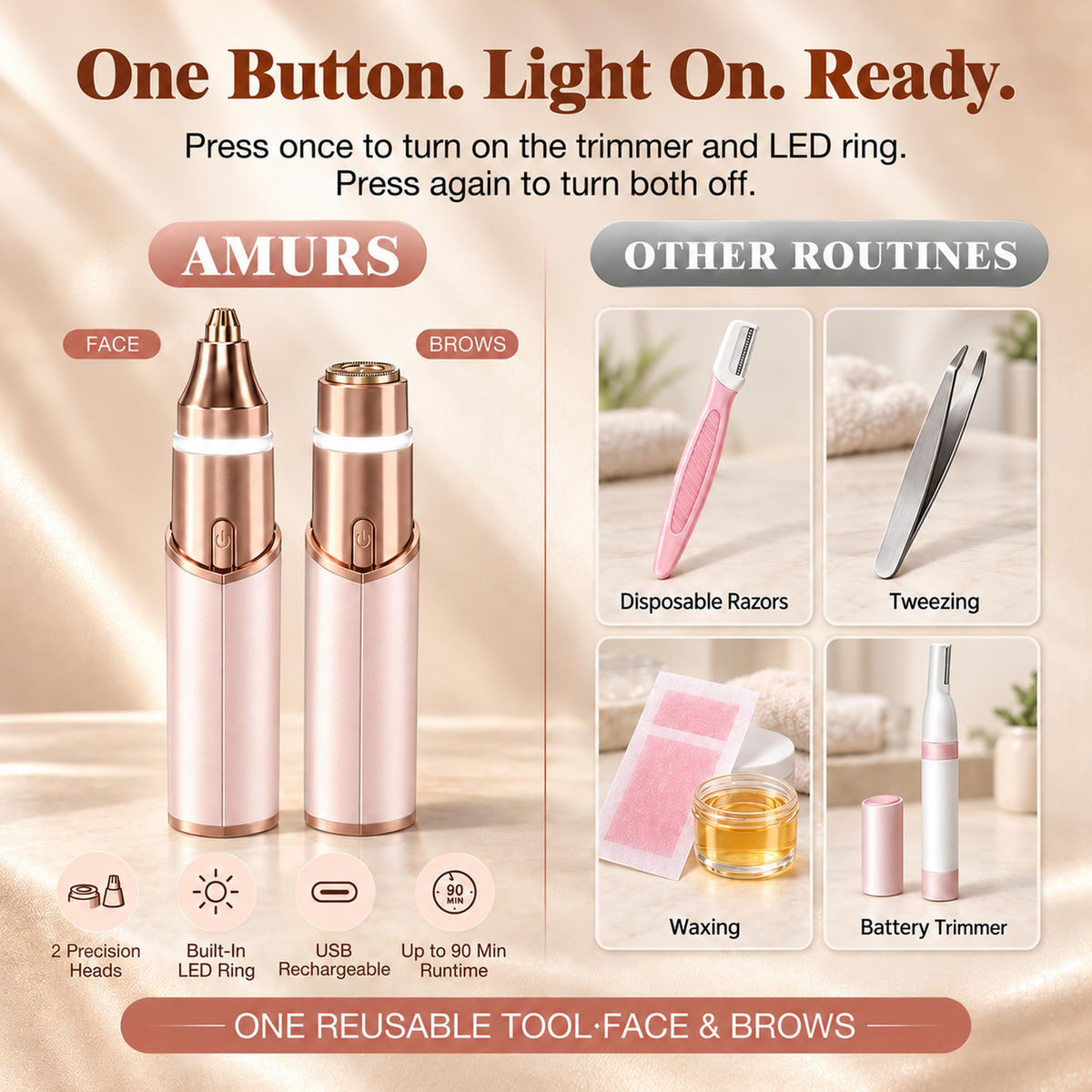 2 in 1 Electric Face Shaver with LED Light F3410