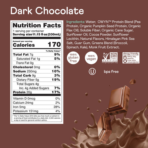20g Vegan Protein Shake with Prebiotics, 12 Pack U742805