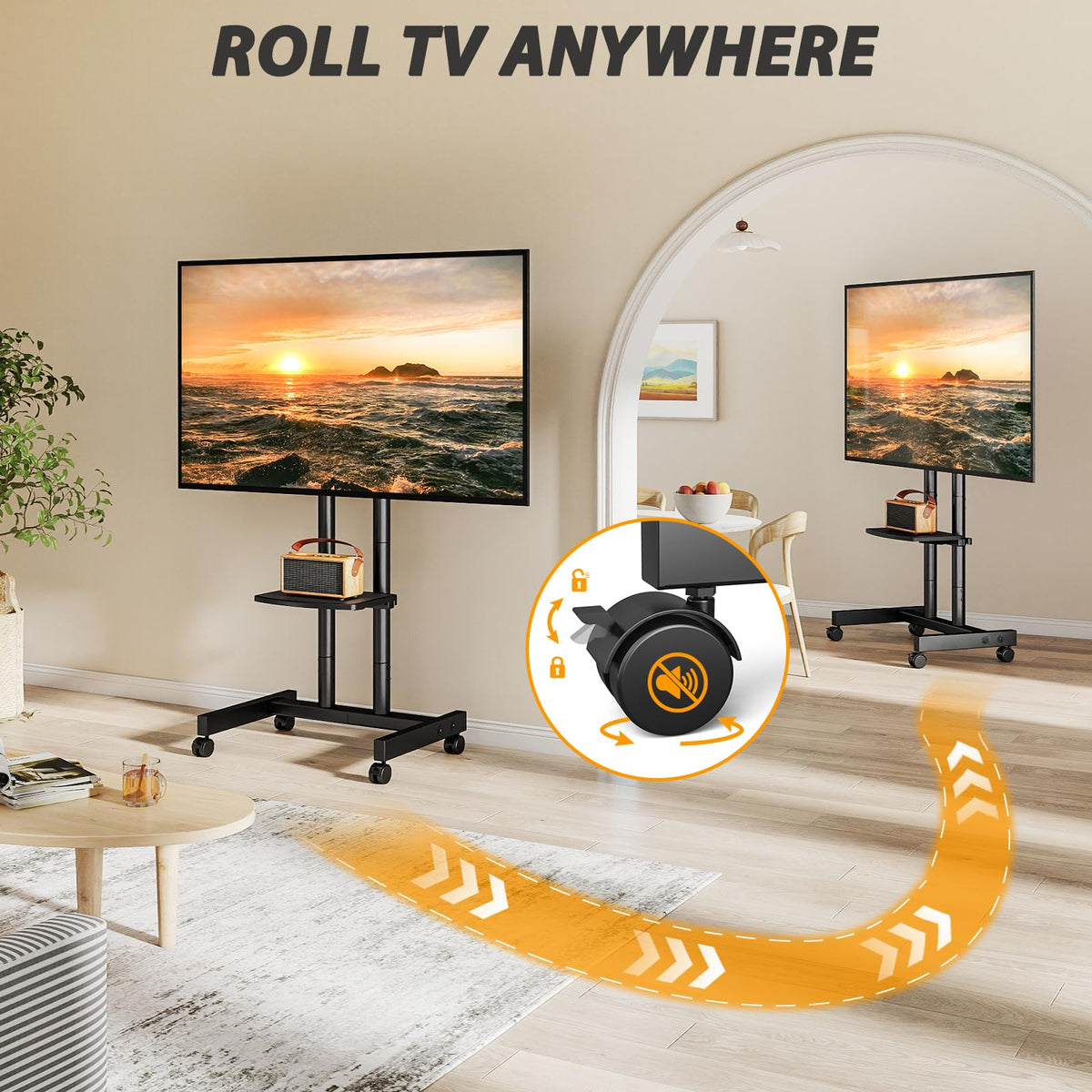 Heavy Duty Rolling TV Stand for 27-80 inch TVs D877
