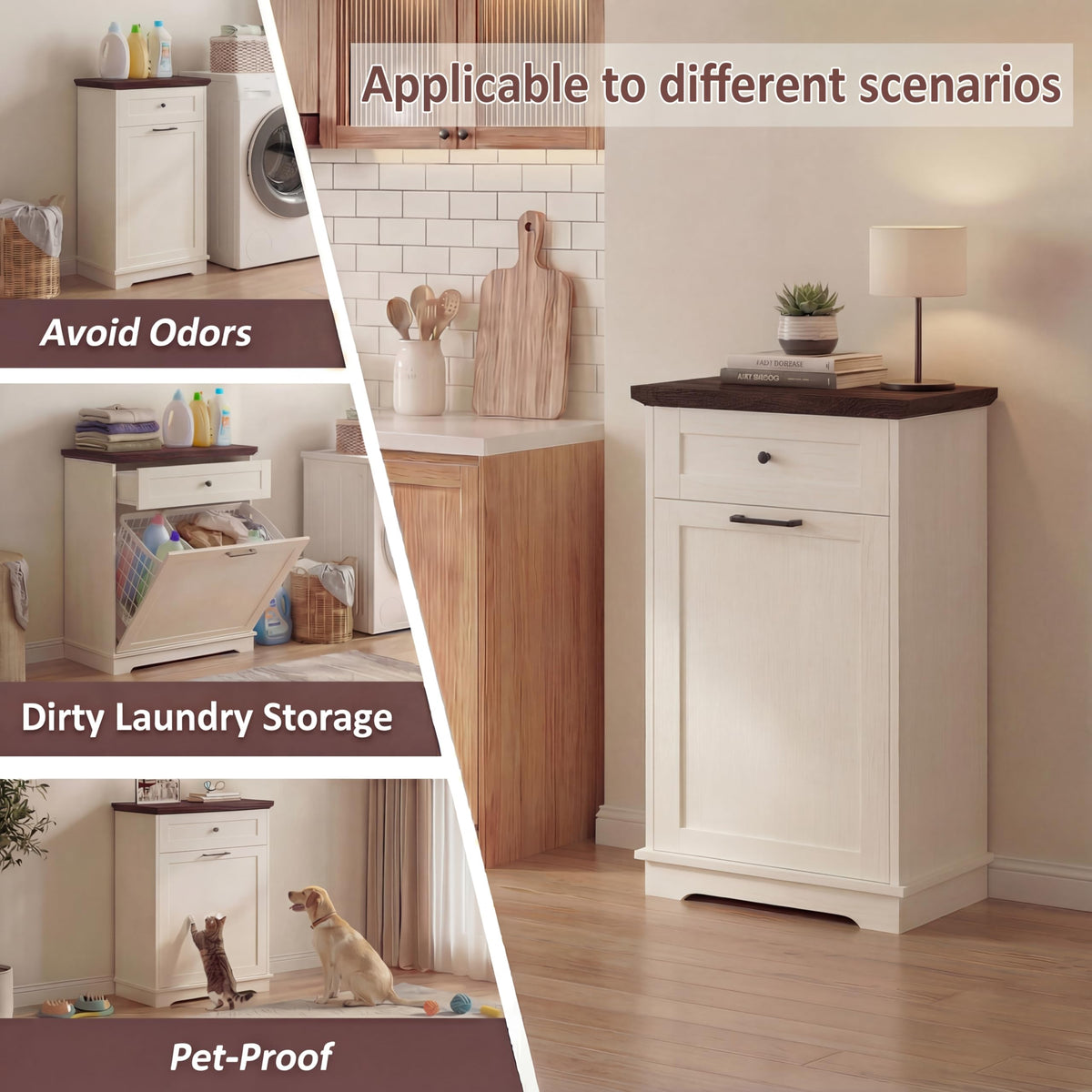 Double Tilt Out Trash Cabinet for 10 Gallon Trash Cans, Antique White L89407