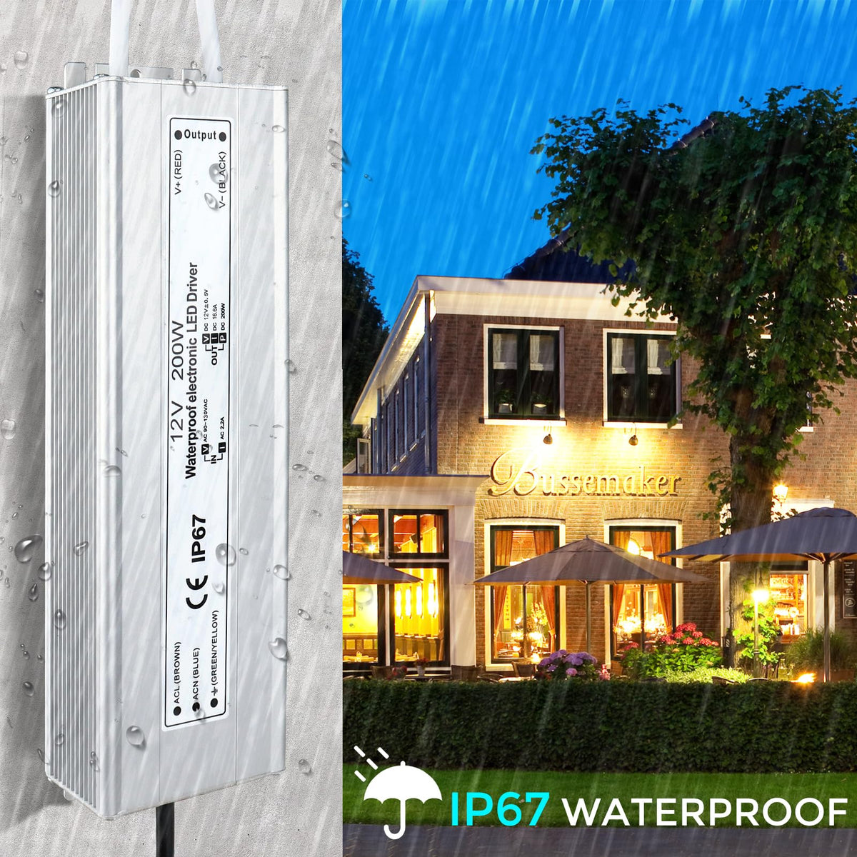 200W 12V IP67 Waterproof LED Power Supply Transformer X735977