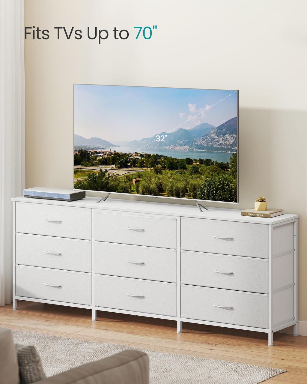 9 Fabric Drawers Dresser TV Stand U641