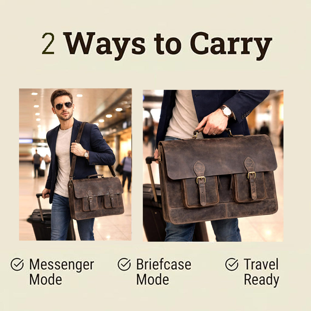 Retro Brown Laptop Messenger Bag Crossbody Travel Bag G132808