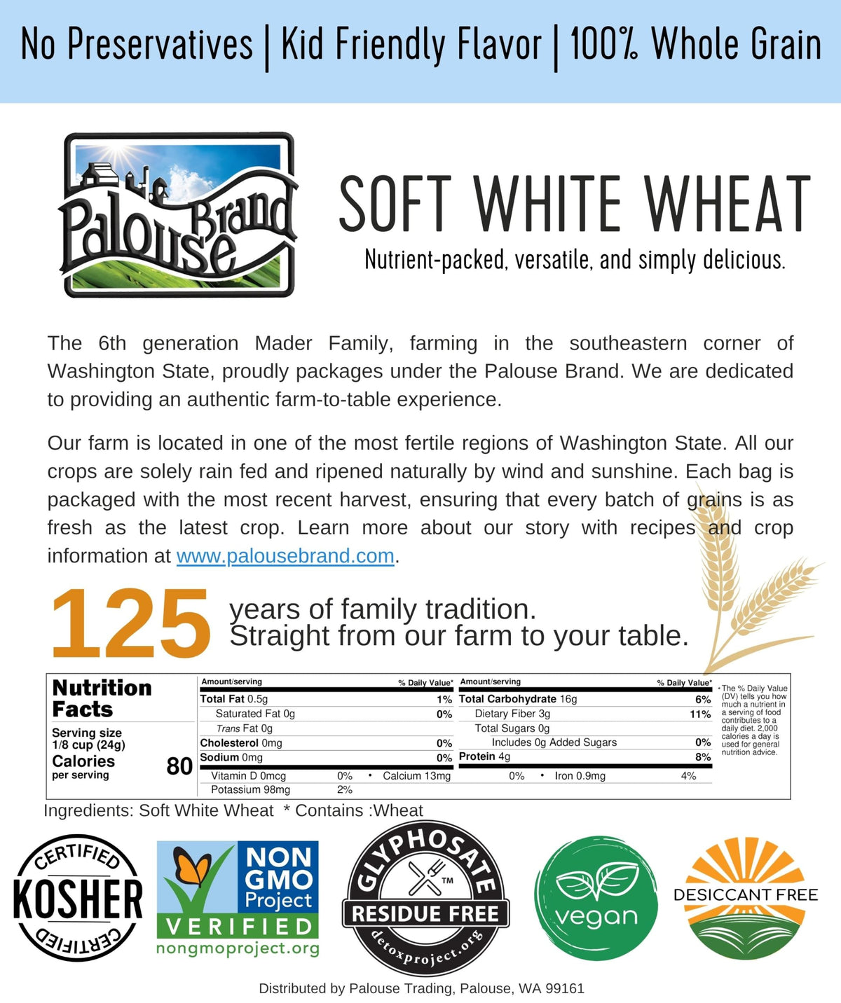 Hard Red Spring and Winter Soft and Hard White Wheat Berries 100 LBS C153983