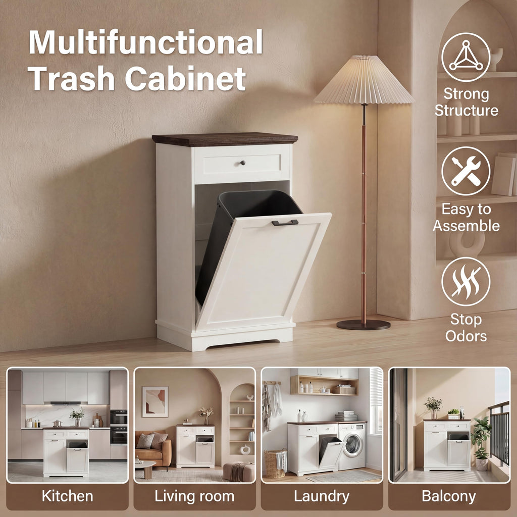 Double Tilt Out Trash Cabinet for 10 Gallon Trash Cans, Antique White L89407