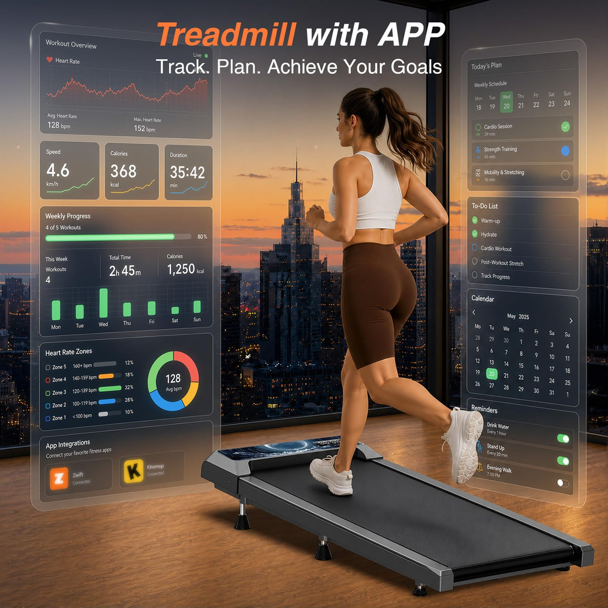 Walking Treadmill Pad with Adjustable 8% Incline and Handle Bar V816713