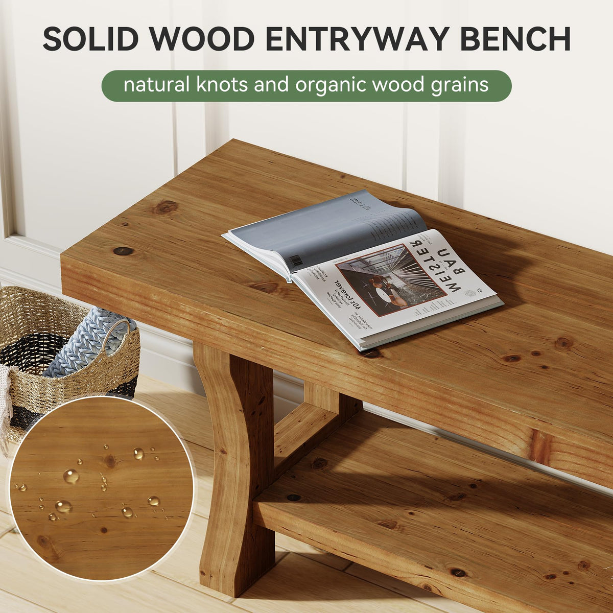Brown Solid Wood Entryway Bench S49771