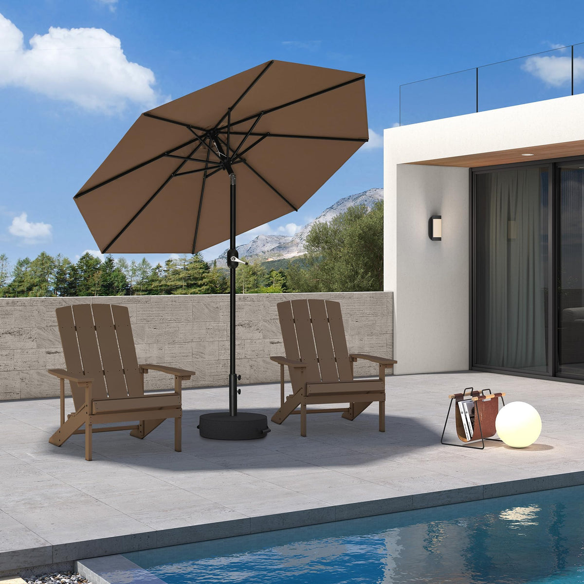 7.5' Aluminum Patio Market Umbrella with Base H6736