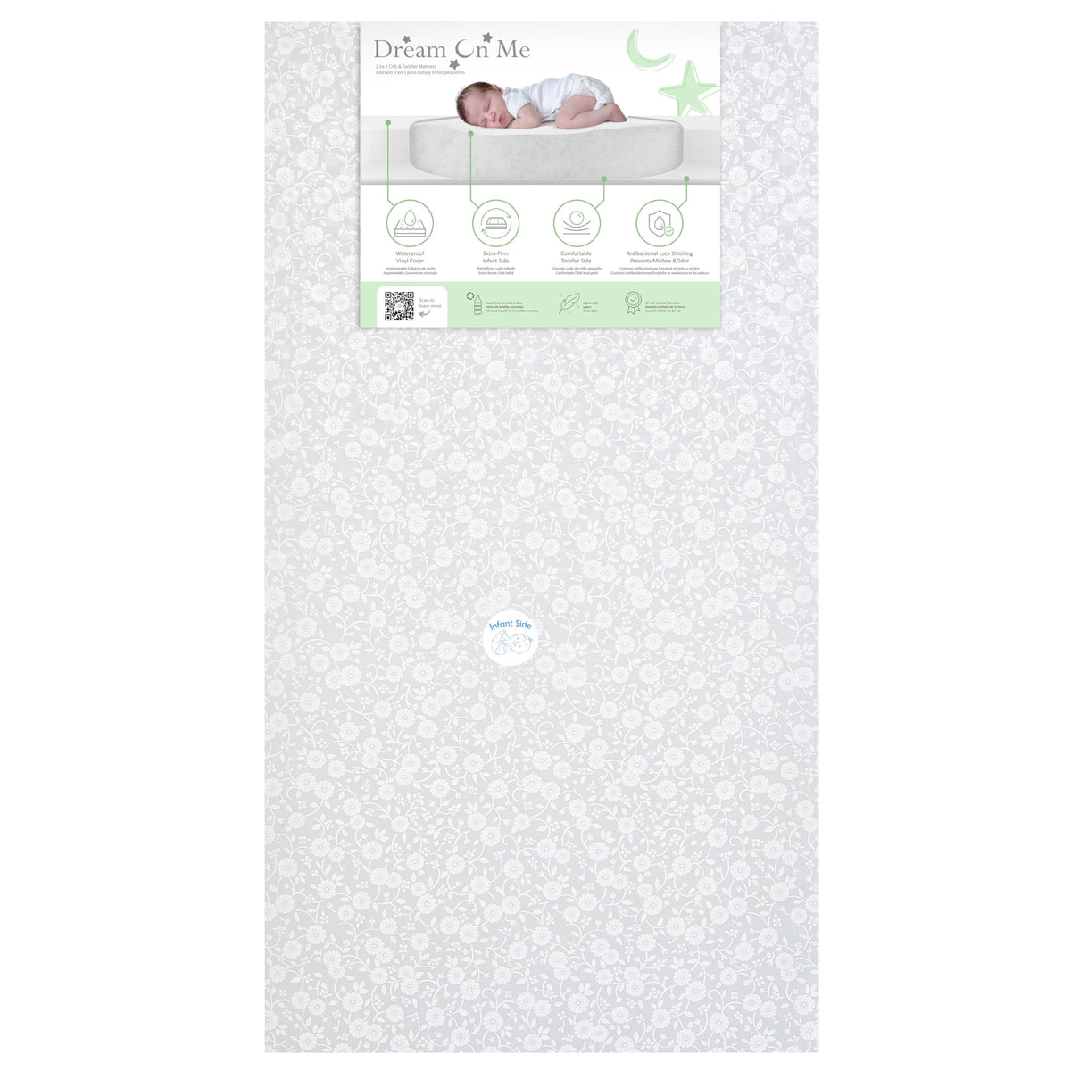 Grey Dual-Sided Crib and Toddler Bed Mattress K172243