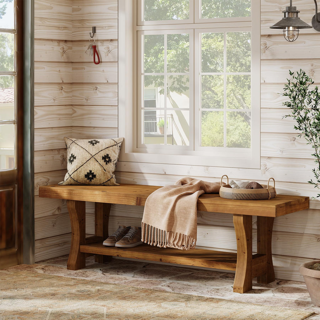 Brown Solid Wood Entryway Bench S49771