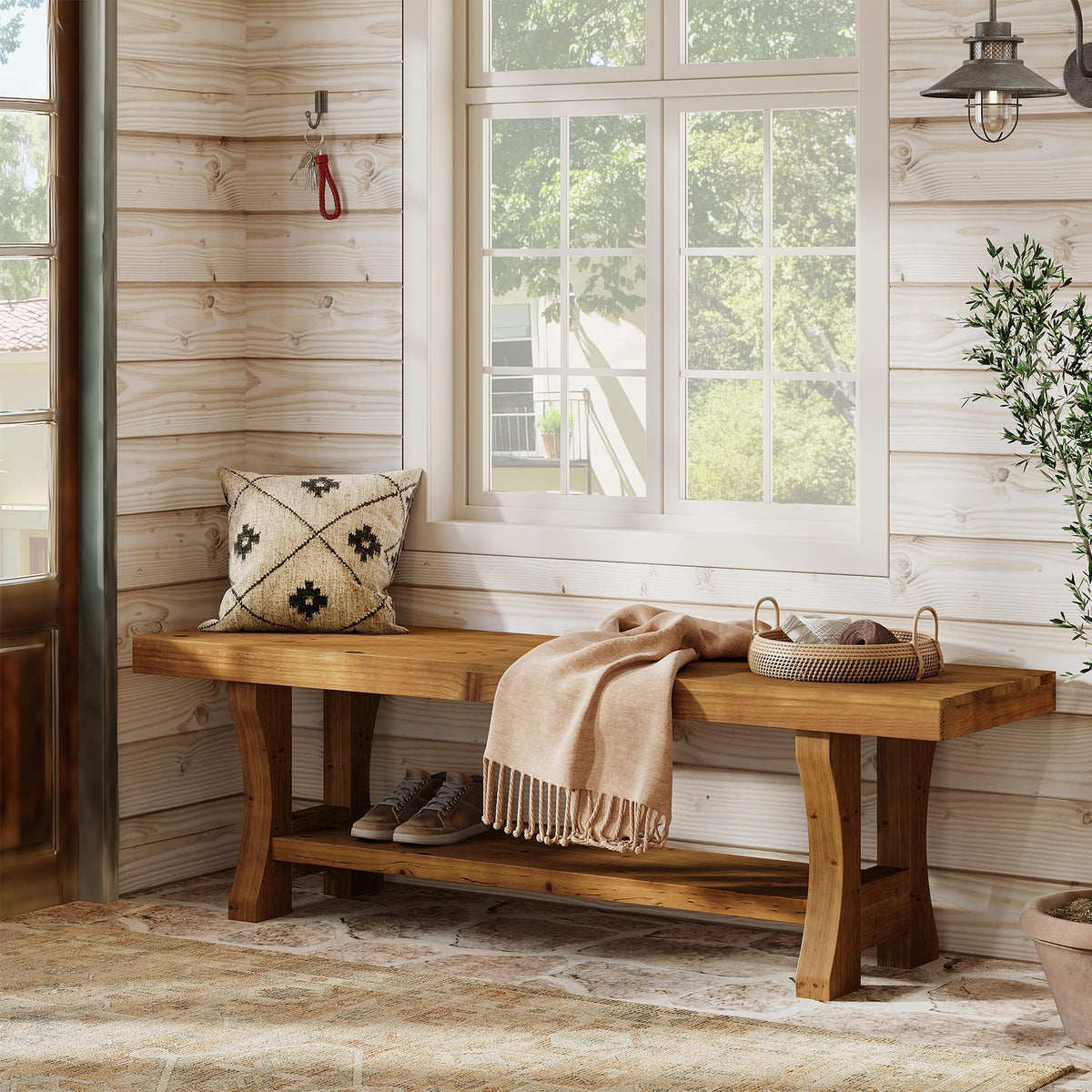 Brown Solid Wood Entryway Bench S49771