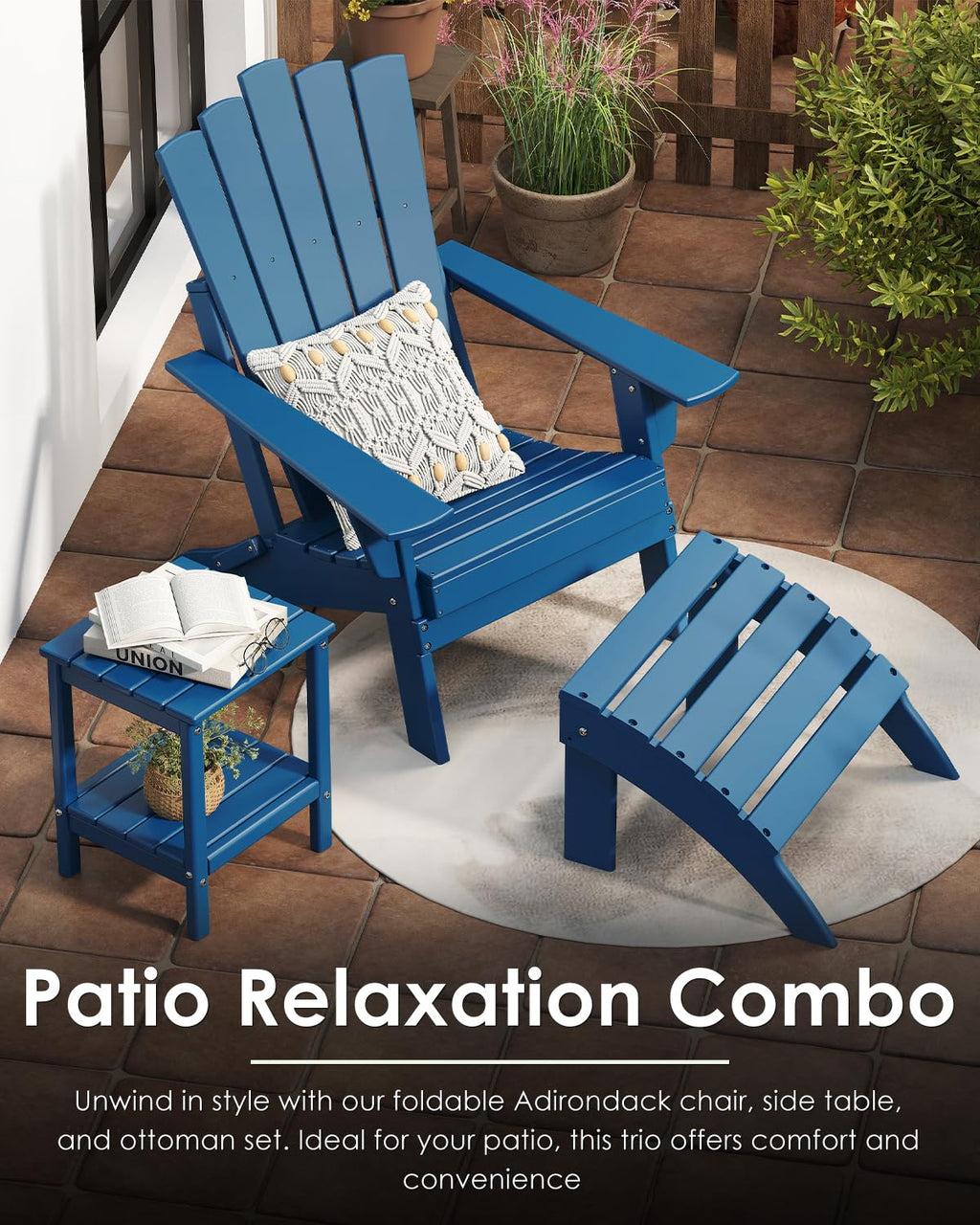 Blue Folding Adirondack Chairs Set of 2 Y83676