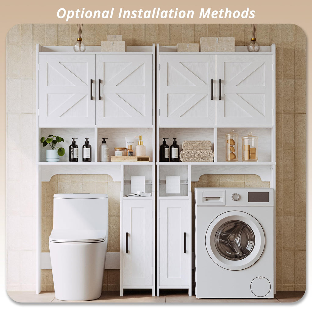White Over The Toilet Storage Cabinet with Adjustable Shelves L90823