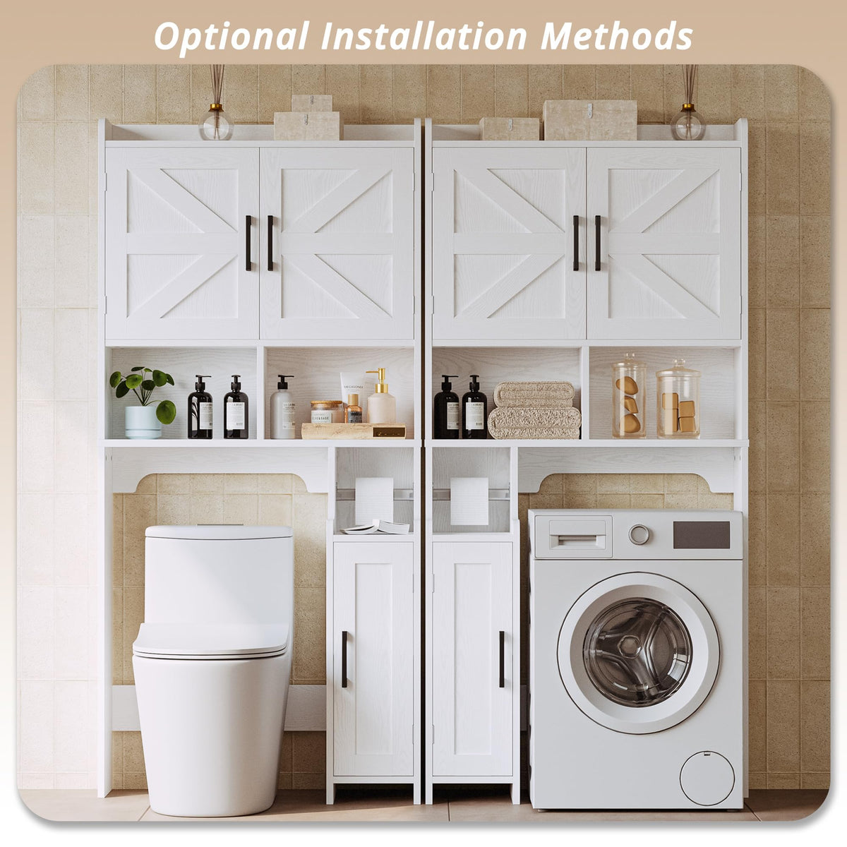 White Over The Toilet Storage Cabinet with Adjustable Shelves L90823