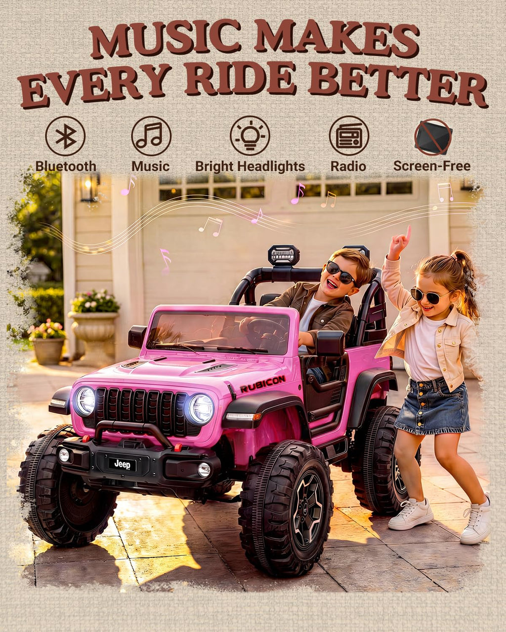 24V 2 Seater Ride on Car with Remote Control, Bluetooth (Pink) Z91664