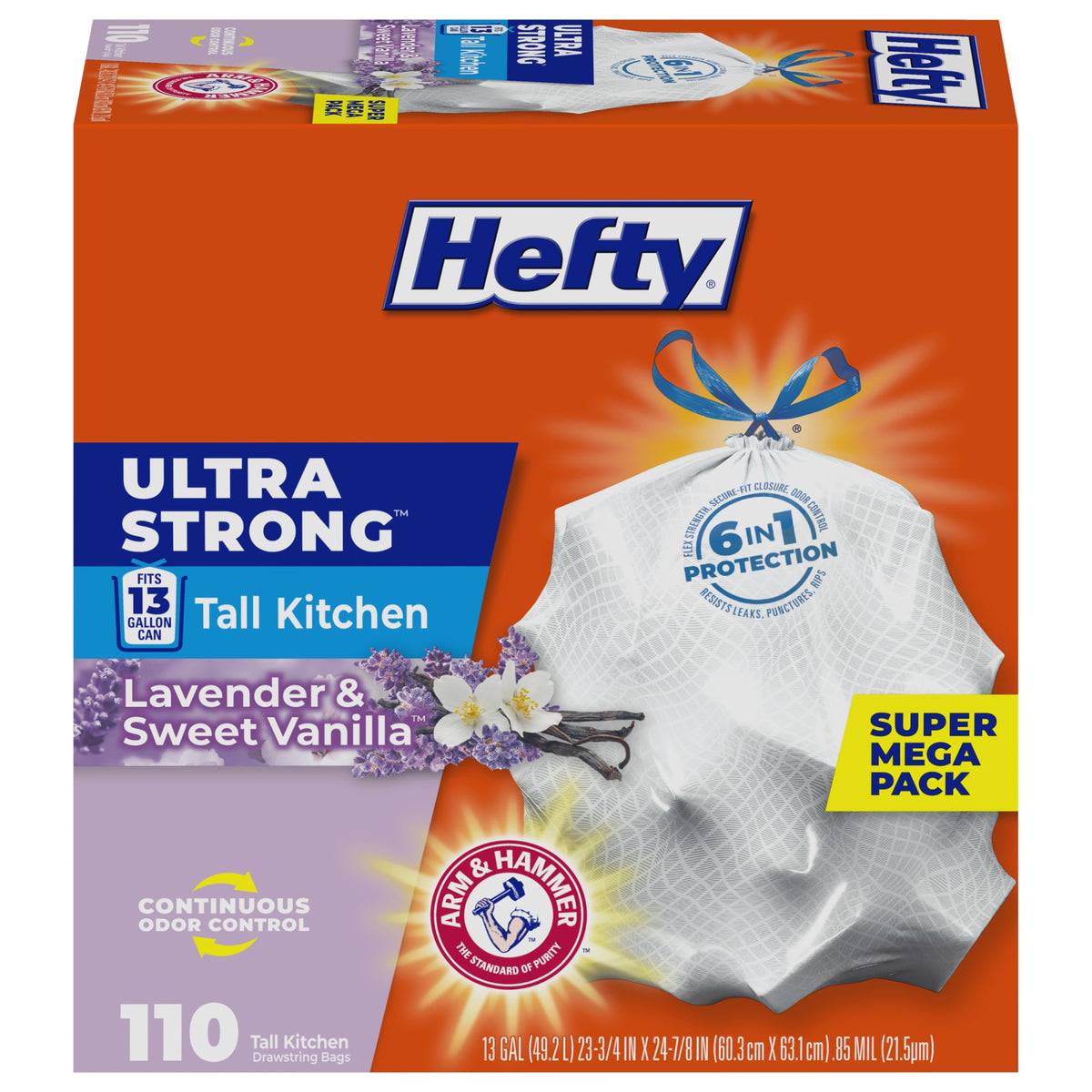 13 Gal Lavender Vanilla Kitchen Trash Bags O657