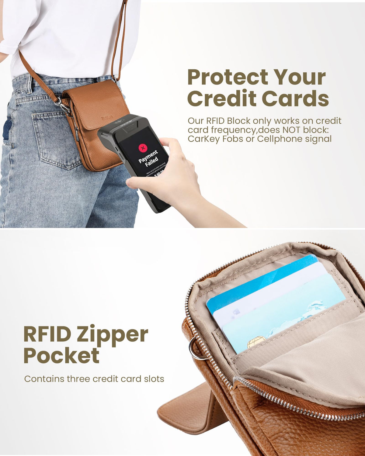 Genuine Leather Crossbody Bag with RFID Blocking Card Slots N146081