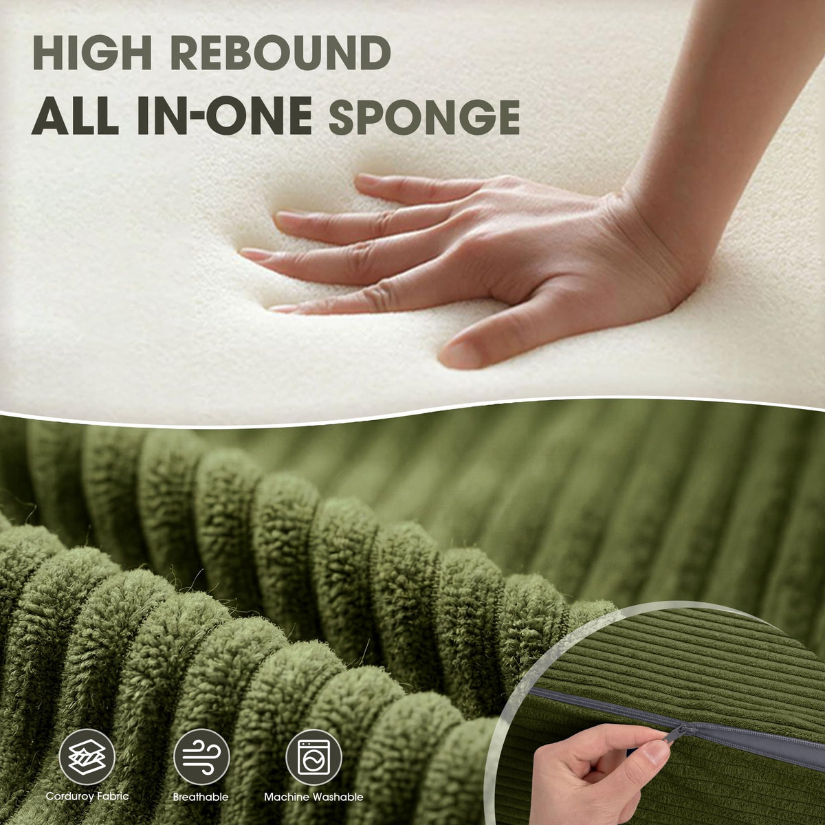Folding Sofa Bed with Pillow, Memory Foam Sleeper Chair, Green D90865