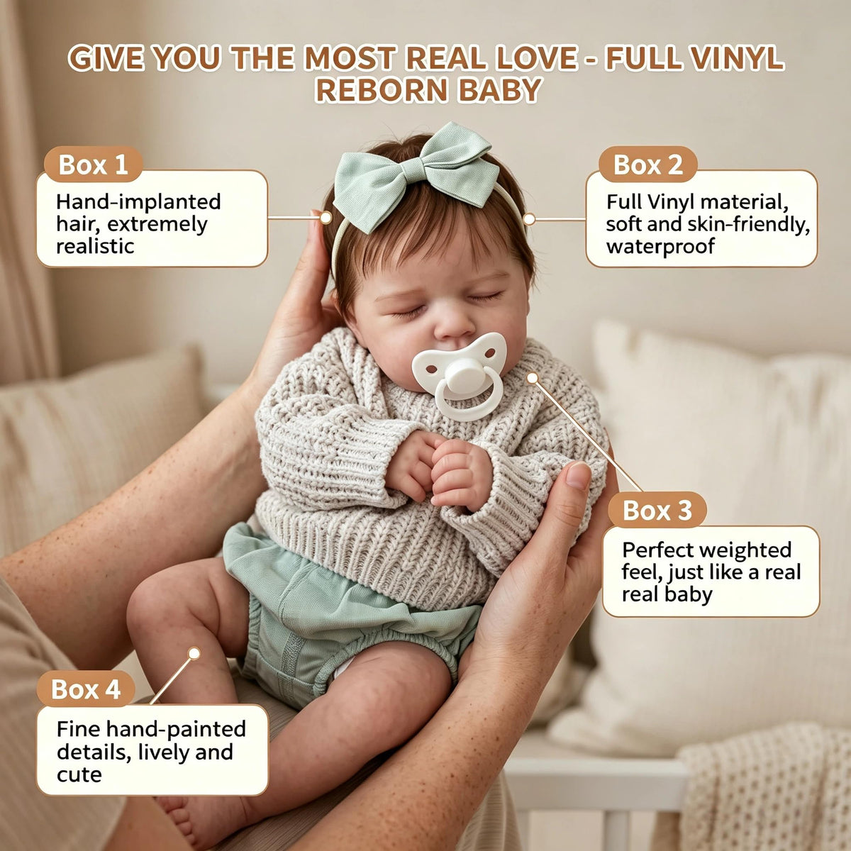 20 Inch Full Vinyl Realistic Reborn Baby Doll V77573