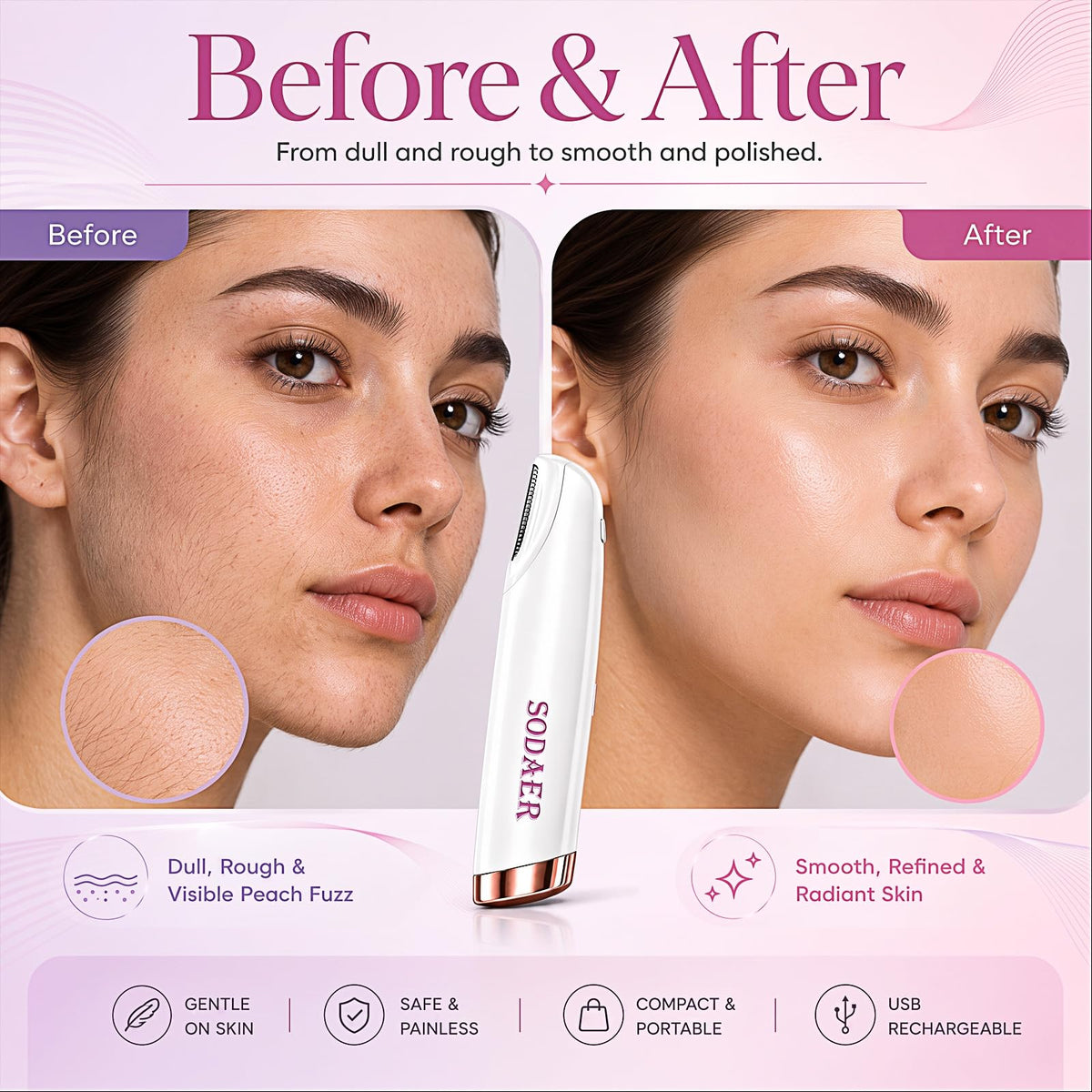 Facial Hair Remover with LED Light T316