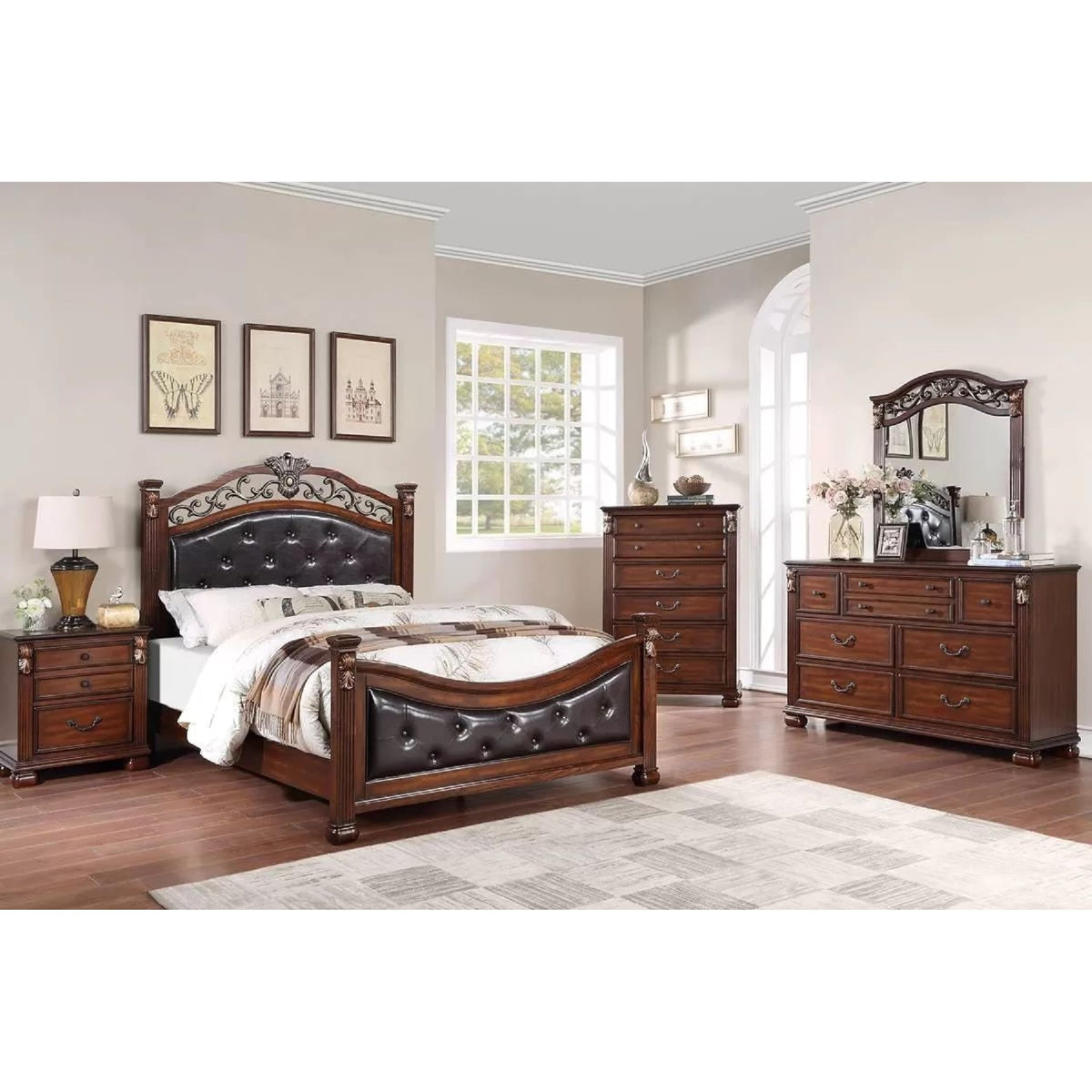 California King Button Tufted Upholstered Bed E8587