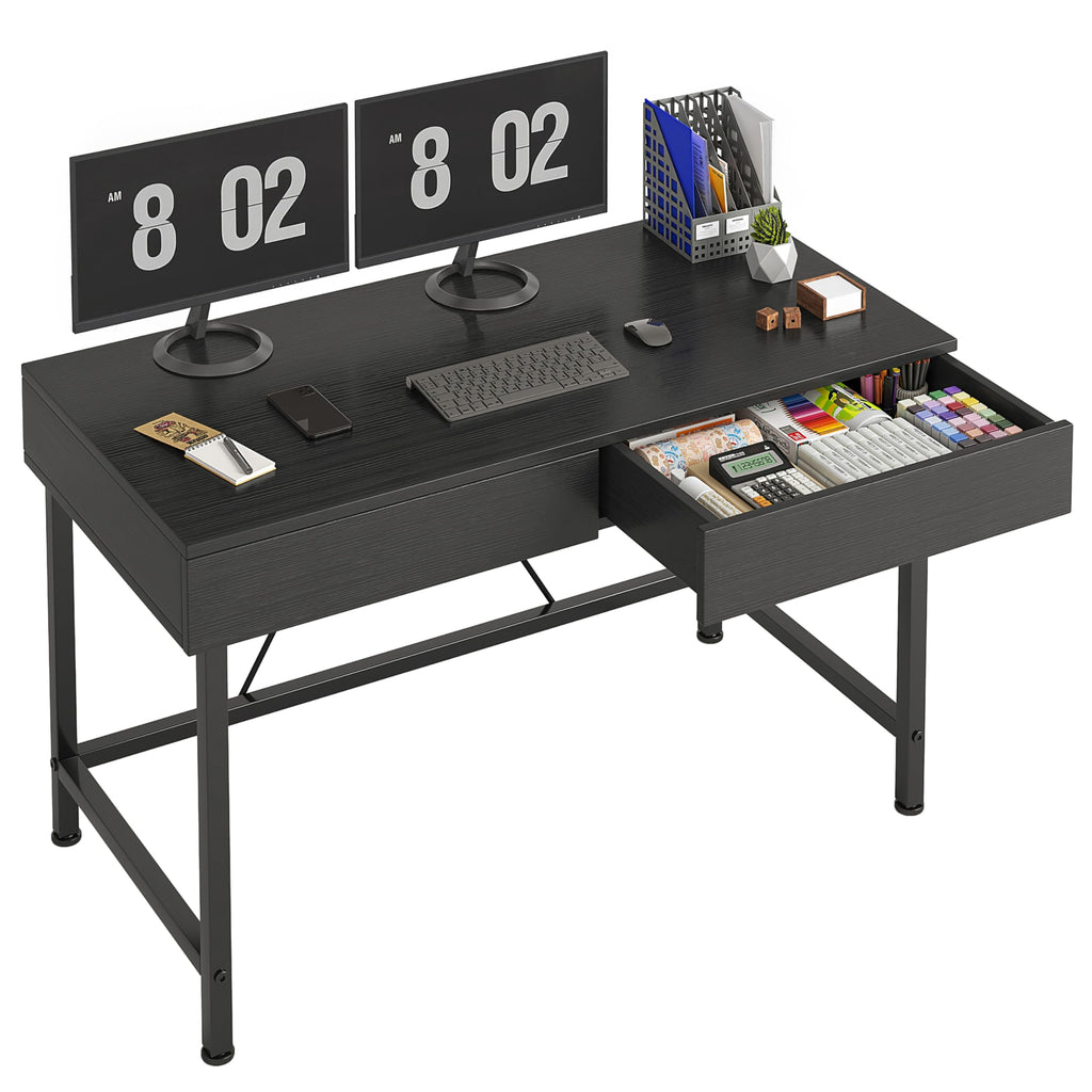 Black 40 Inch Small Desk with Wood Drawers L34205