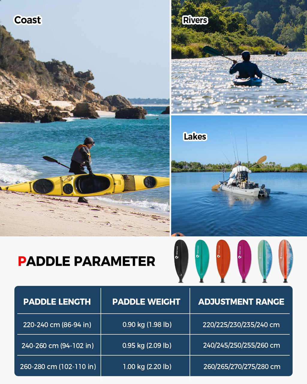 Adjustable Lightweight Kayak Paddle T803