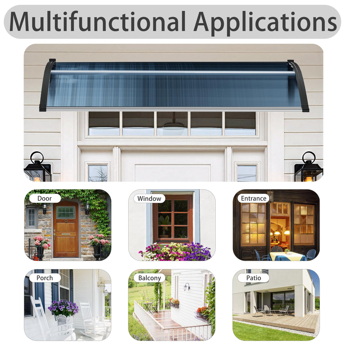 58.5x35 Inch Polycarbonate Patio Awning K188114