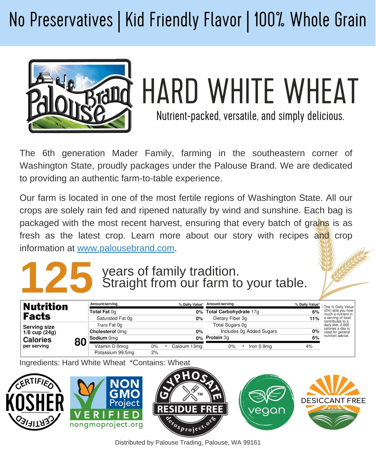 Hard Red Spring and Winter Soft and Hard White Wheat Berries 100 LBS C153983