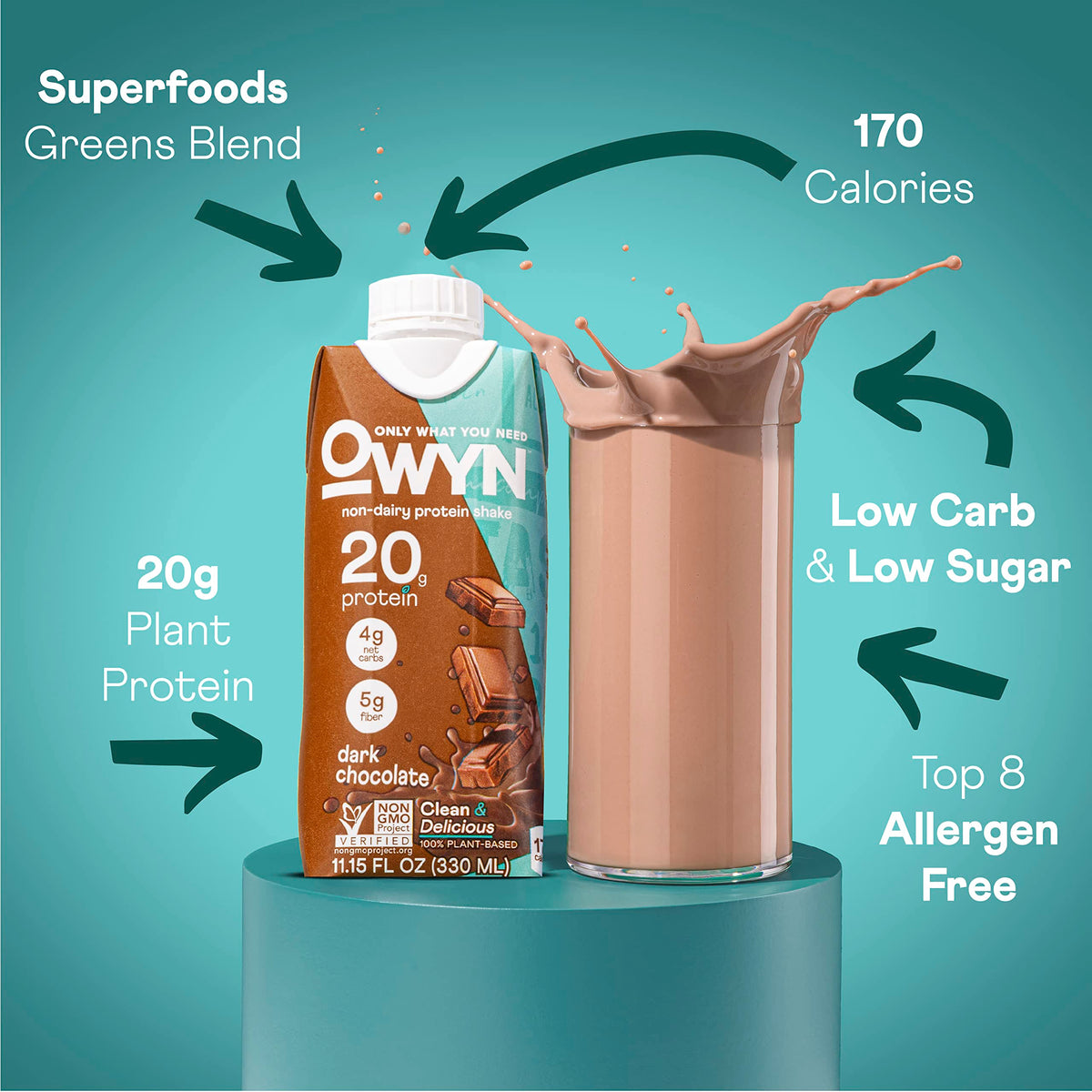 20g Vegan Protein Shake with Prebiotics, 12 Pack U742805