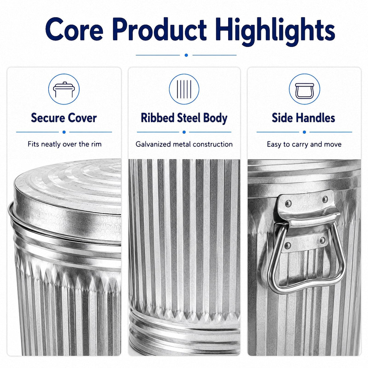 Galvanized Steel Trash Can with Locking Lid J2094