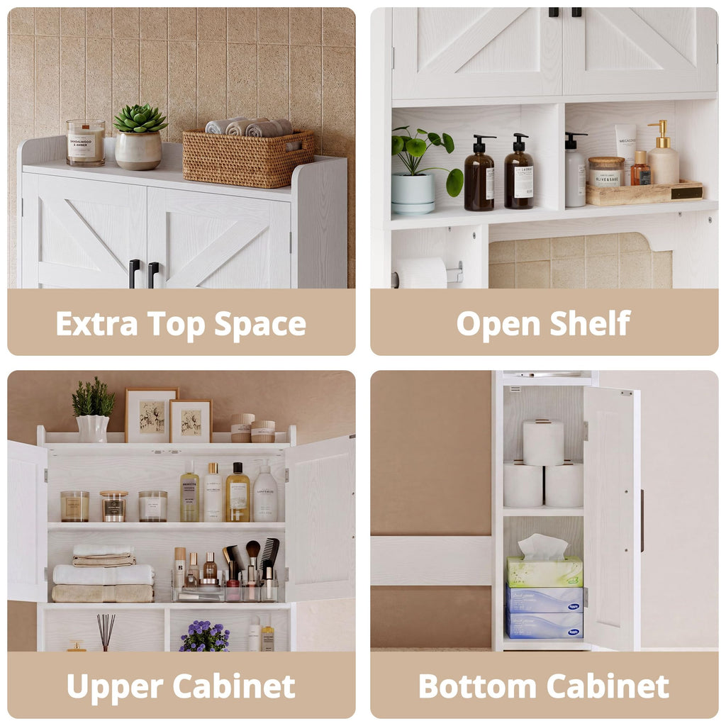 White Over The Toilet Storage Cabinet with Adjustable Shelves L90823