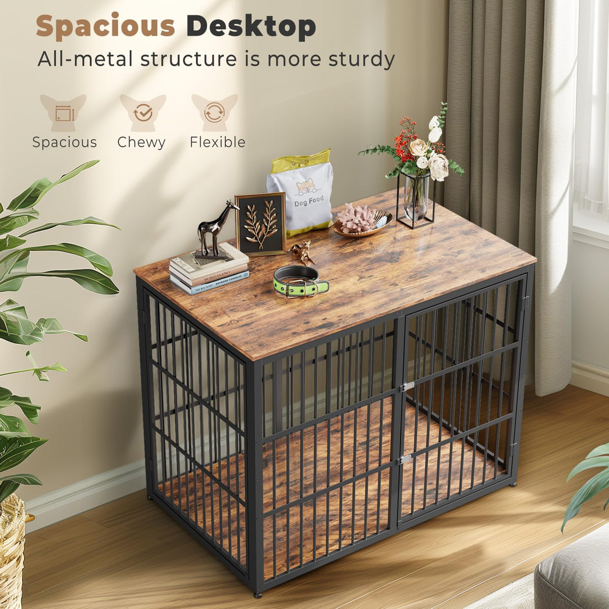 48'' XXL Dog Crate Furniture with 3 Doors U127386