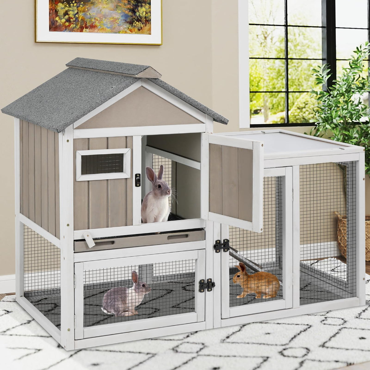 48" L 2-Story Rabbit Hutch with Ramp P614
