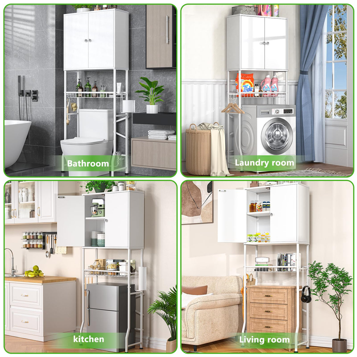 White 2-Door Over The Toilet Storage Cabinet C973