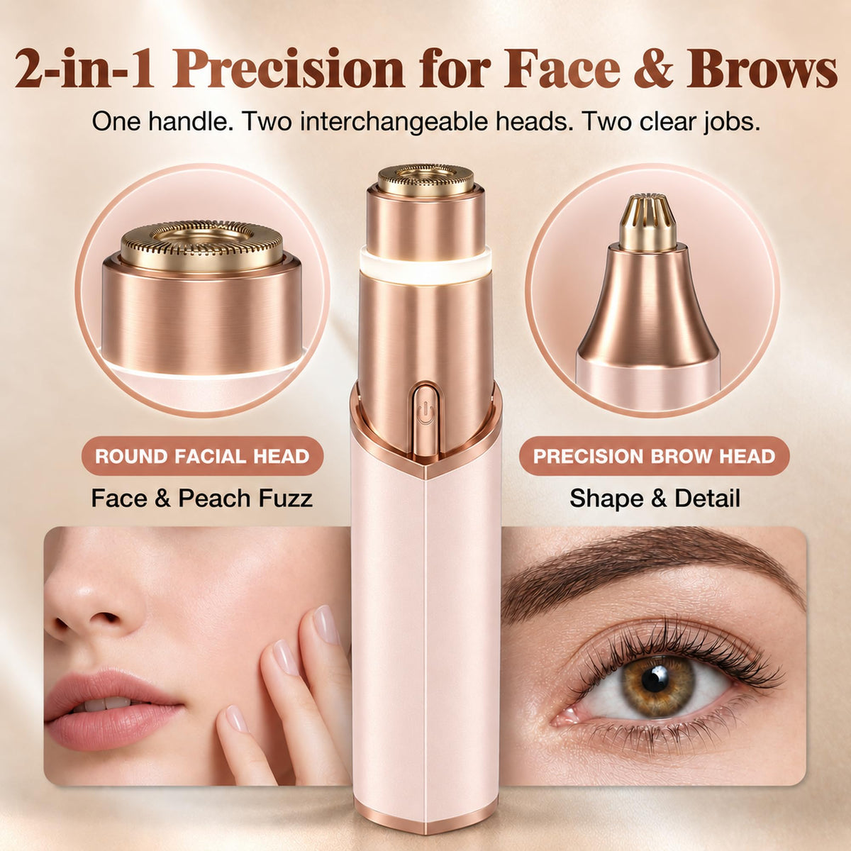 2 in 1 Electric Face Shaver with LED Light F3410