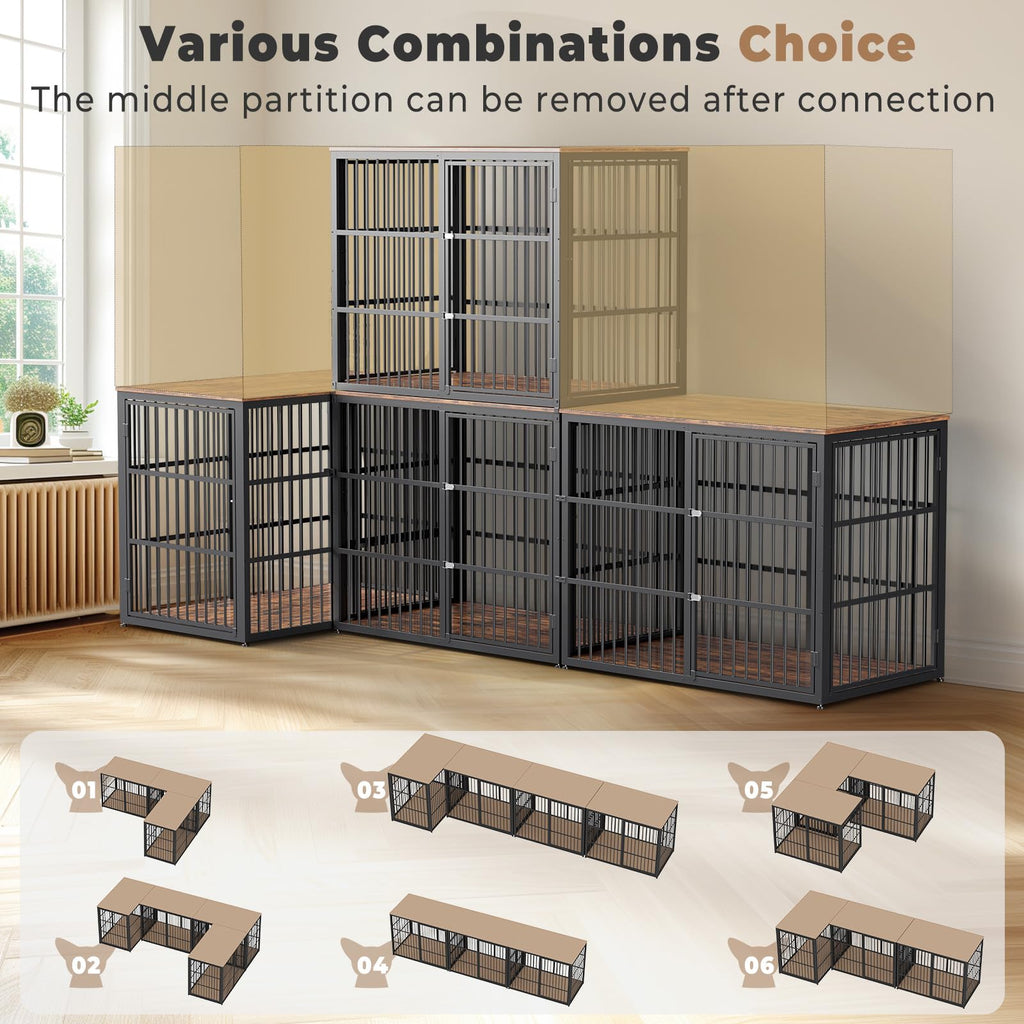 48'' XXL Dog Crate Furniture with 3 Doors U127386