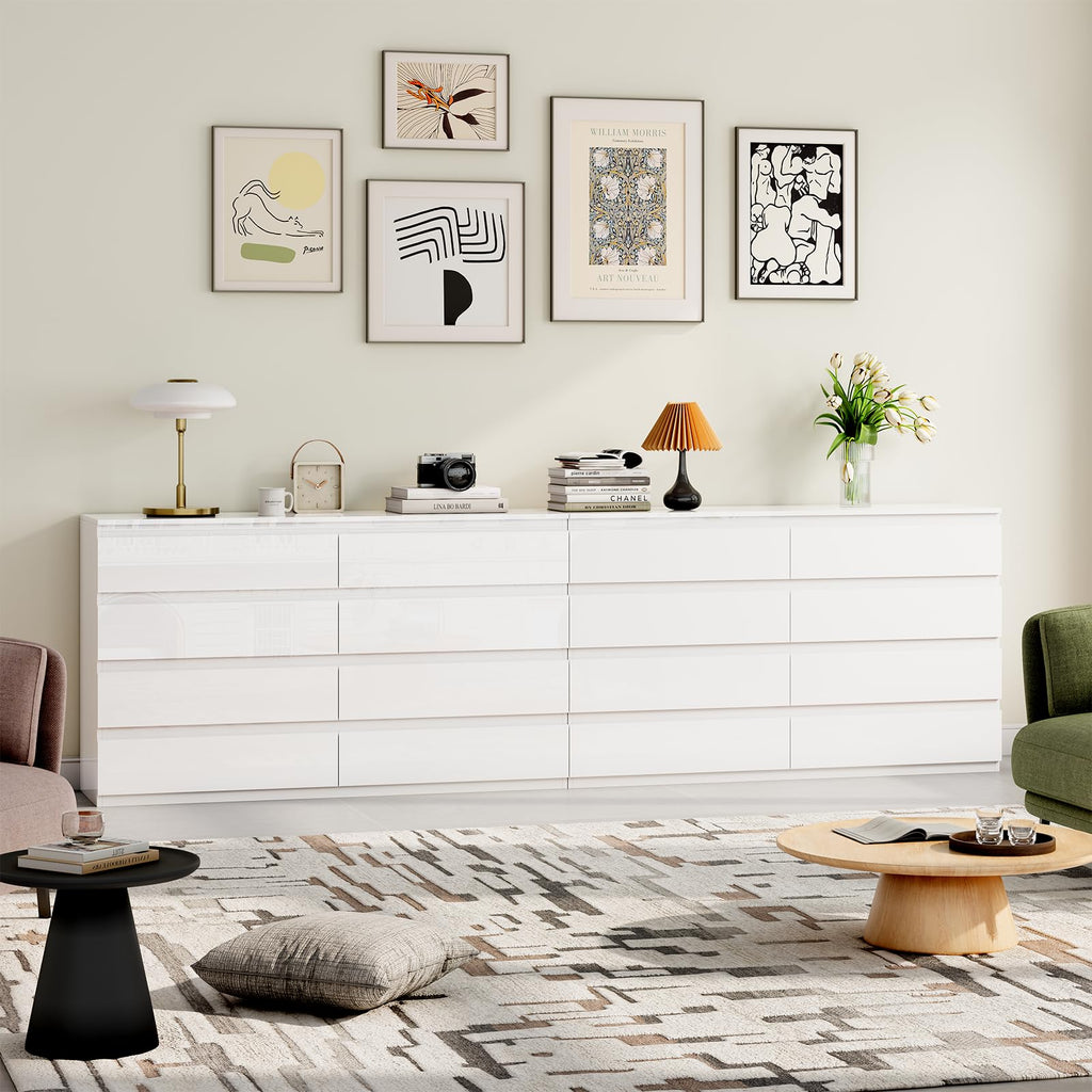 White 8 Drawer Wood Dresser B3124