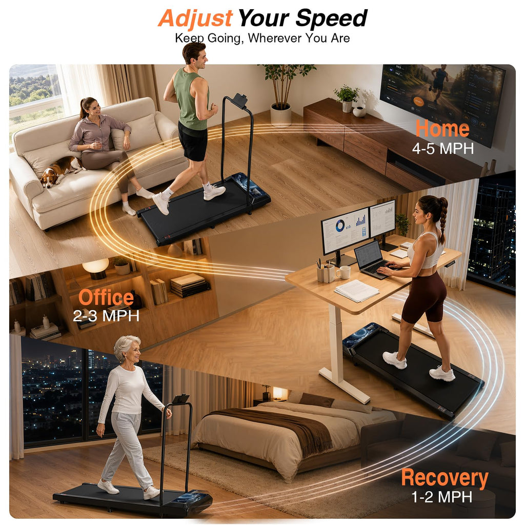 Walking Treadmill Pad with Adjustable 8% Incline and Handle Bar V816713