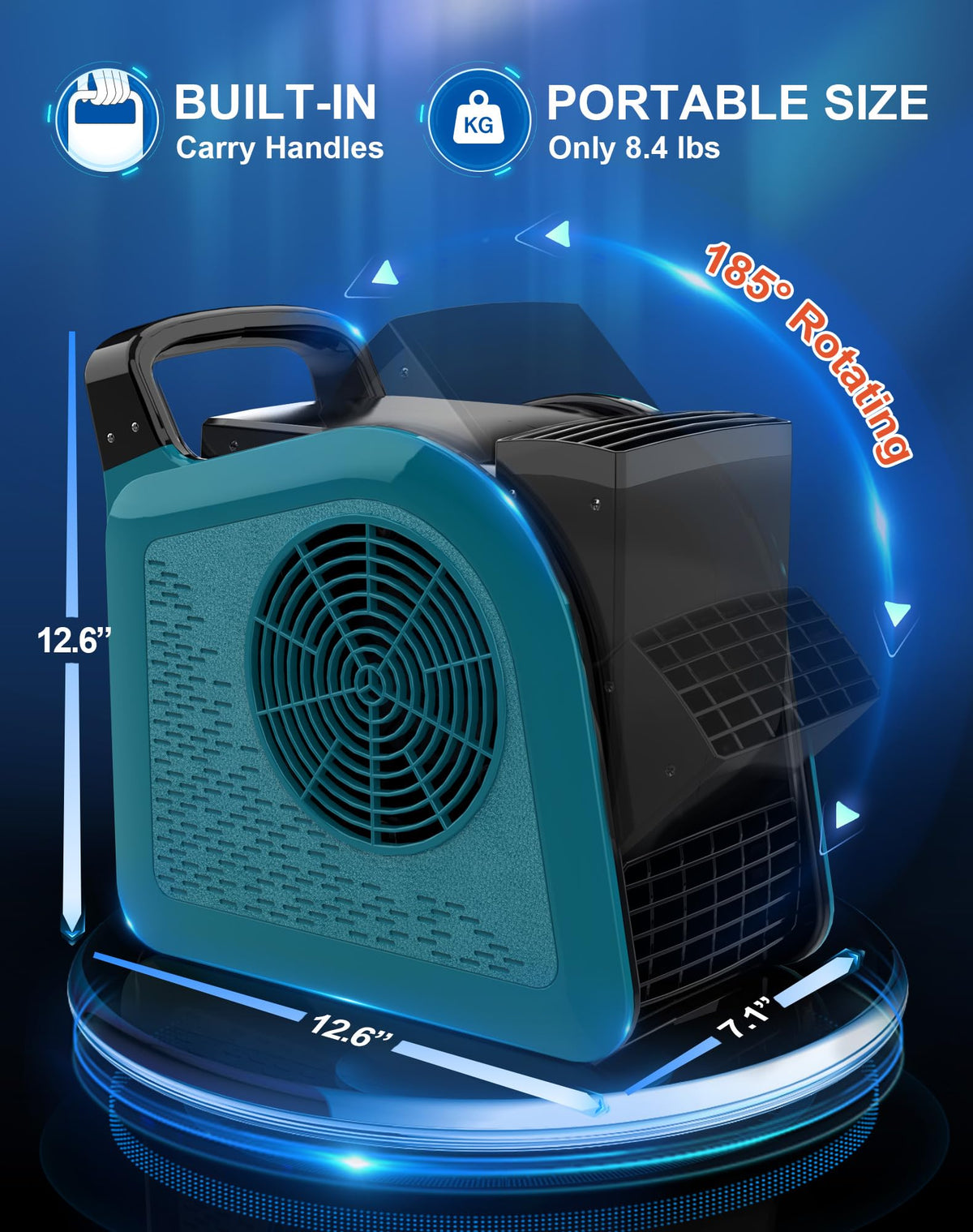Blue 355CFM 3 Speed Air Mover Blower Fan with 2 Outlets T75375