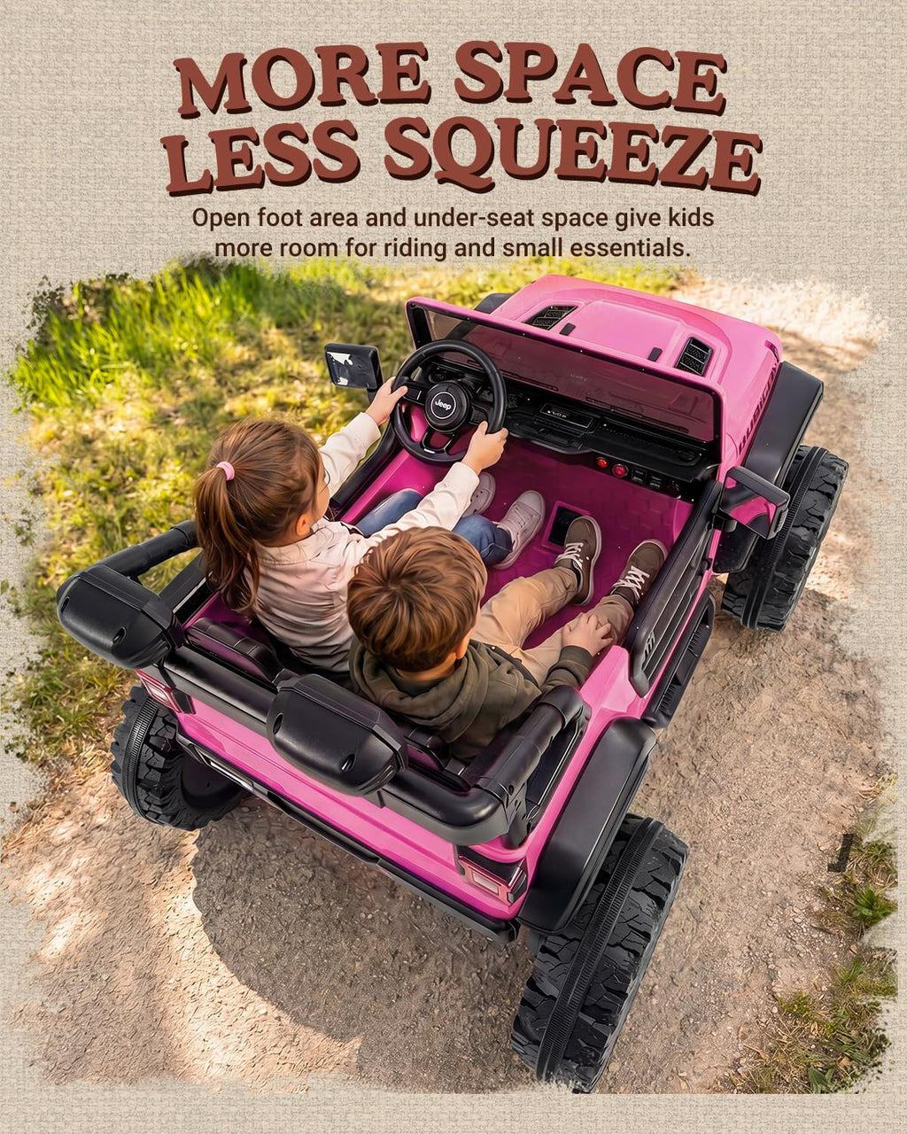 24V 2 Seater Ride on Car with Remote Control, Bluetooth (Pink) Z91664