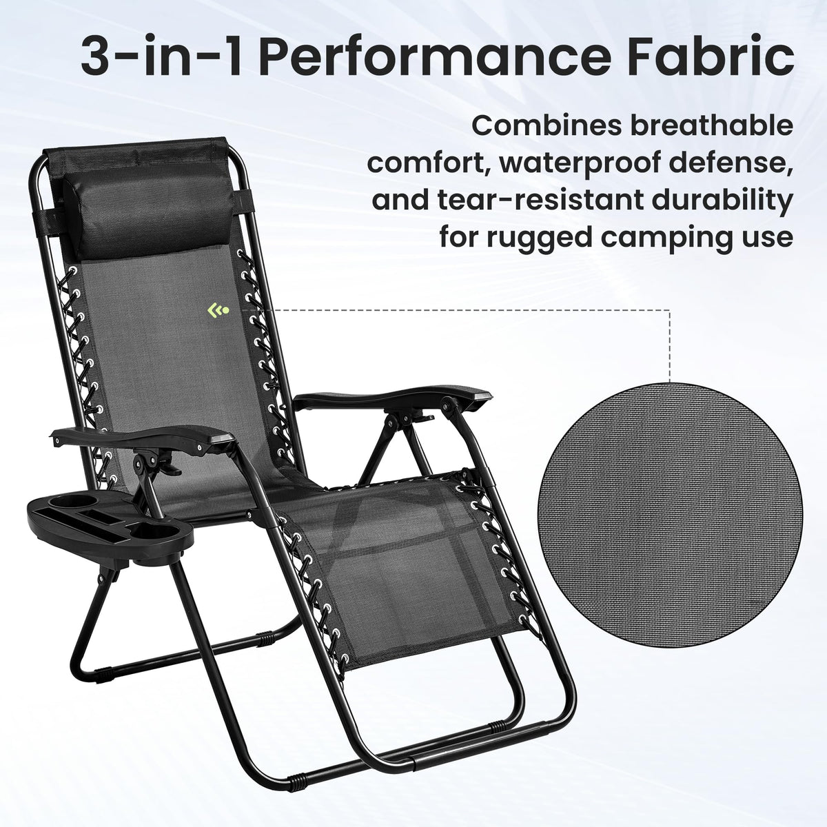 Black Set of 2 Zero Gravity Chairs with Cup Holder Tray N315