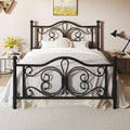 Black Full Bed Frame with Butterfly Pattern Headboard & Footboard G43722