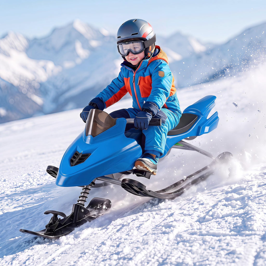 Snow Racer Sled with Brakes, Steering Handle, Tow Ropes W34926
