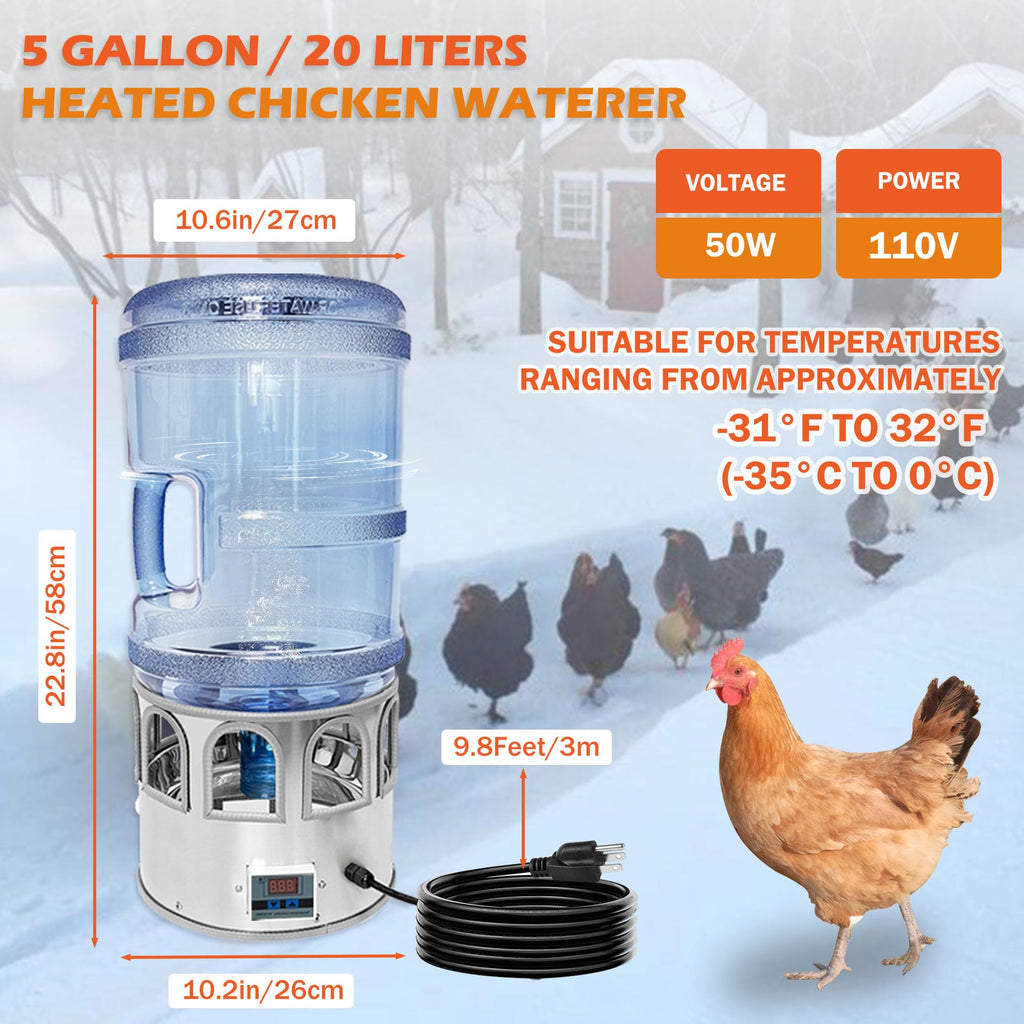 5 Gallon Heated Poultry Waterer I32476